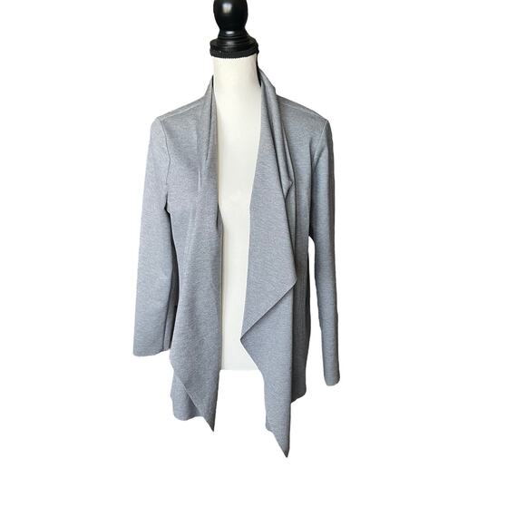 Jules & Leopold Large Stretch Crepe Shawl Collar Cardigan Blazer Open Front Gray - Picture 3 of 9